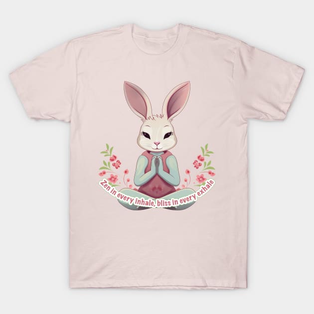 Rabbit practicing yoga T-Shirt by javierparra